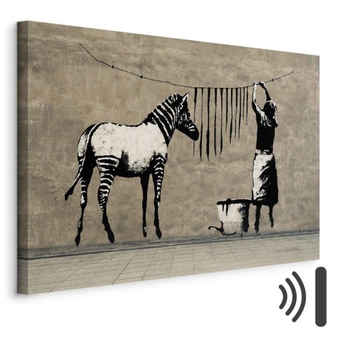 Obraz - Banksy: Pranie zebry na betonie (1-częściowy) szeroki 30x20 Akustyczny