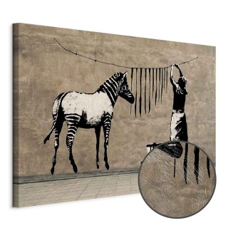 Obraz - Banksy: Pranie zebry na betonie (1-częściowy) szeroki 30x20 Premium Print