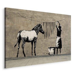 Obraz - Banksy: Pranie zebry na betonie (1-częściowy) szeroki 60x40 Standard