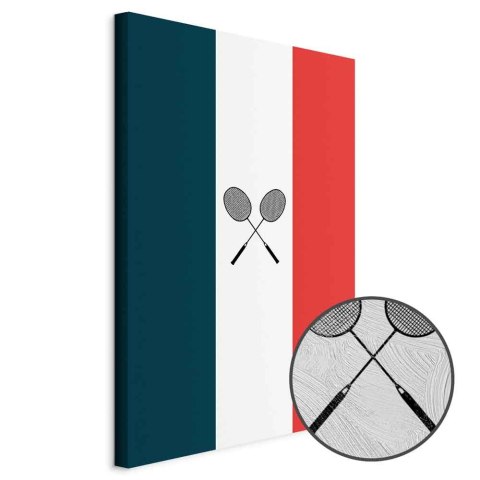 Obraz - Czarne rakietki do badmintona na tle flagi Francji 20x30 Premium Print