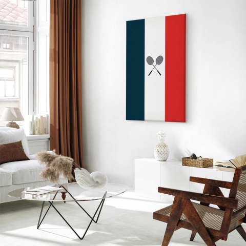 Obraz - Czarne rakietki do badmintona na tle flagi Francji 60x90 Standard