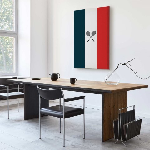 Obraz - Czarne rakietki do badmintona na tle flagi Francji 60x90 Standard