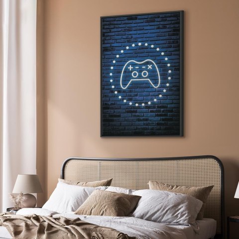 Obraz - Neonowy pad 80x120 W ramie drewnianej czarnej