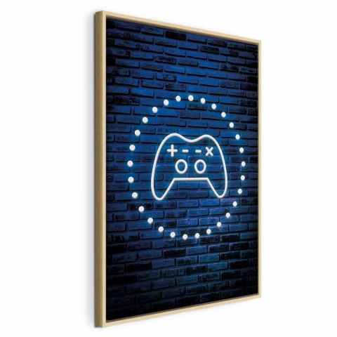 Obraz - Neonowy pad 80x120 W ramie drewnianej naturalnej