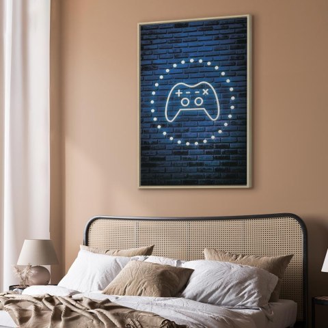 Obraz - Neonowy pad 80x120 W ramie drewnianej naturalnej