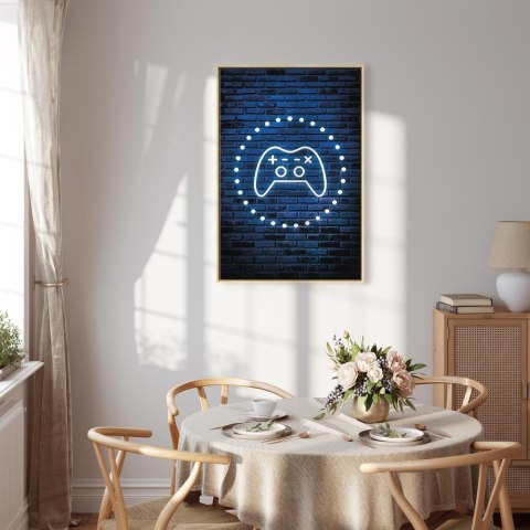 Obraz - Neonowy pad 80x120 W ramie drewnianej naturalnej