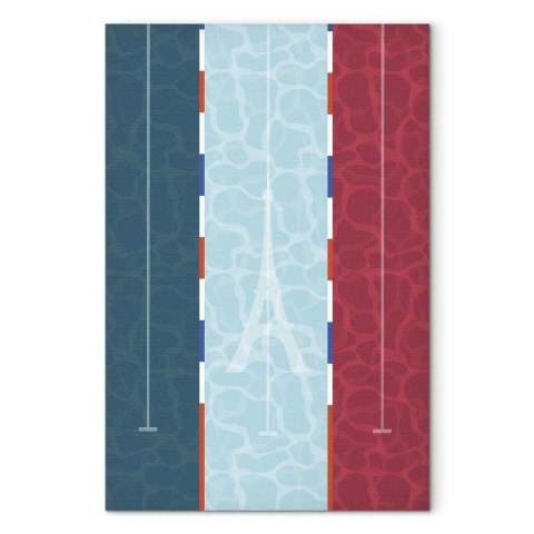 Obraz - Graficzna ilustracja basenu na tle flagi Francji 60x90 Standard