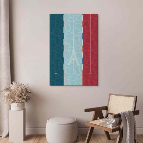 Obraz - Graficzna ilustracja basenu na tle flagi Francji 60x90 Standard