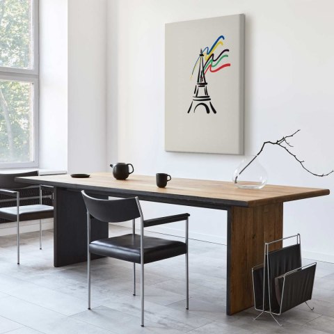 Obraz - Wieża Eiffla i wstęgi kolorów 40x60 Na płótnie włoskim