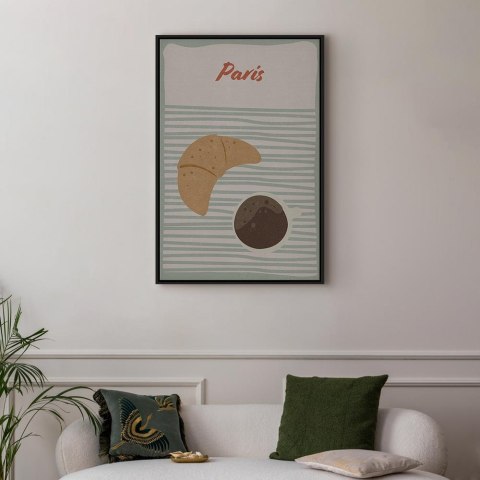 Obraz - Paryskie śniadanie (1-częściowy) pionowy 80x120 W ramie drewnianej czarnej