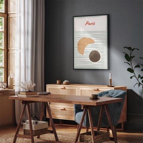 Obraz - Paryskie śniadanie (1-częściowy) pionowy 80x120 W ramie drewnianej czarnej
