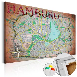 Obraz na korku - Hamburg [Mapa korkowa] 120x80
