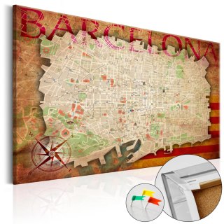 Obraz na korku - Mapa Barcelony [Mapa korkowa] 90x60