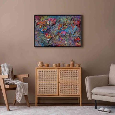 Obraz - Mapa: Inspiracja Pollockiem 60x40 W ramie drewnianej czarnej