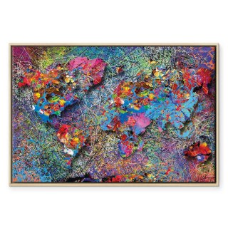 Obraz - Mapa: Inspiracja Pollockiem 60x40 W ramie drewnianej naturalnej