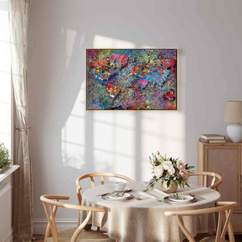 Obraz - Mapa: Inspiracja Pollockiem 60x40 W ramie drewnianej naturalnej