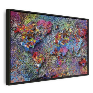 Obraz - Mapa: Inspiracja Pollockiem 90x60 W ramie drewnianej czarnej