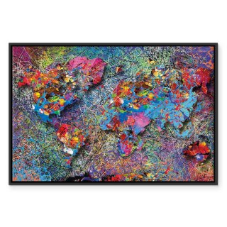 Obraz - Mapa: Inspiracja Pollockiem 90x60 W ramie drewnianej czarnej