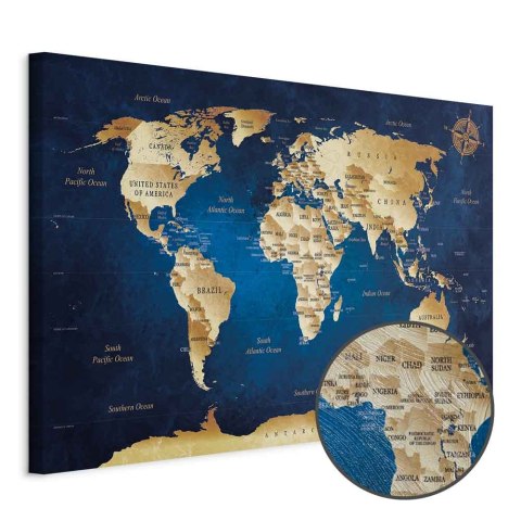 Obraz - Mapa świata: Granatowa głębia 30x20 Premium Print