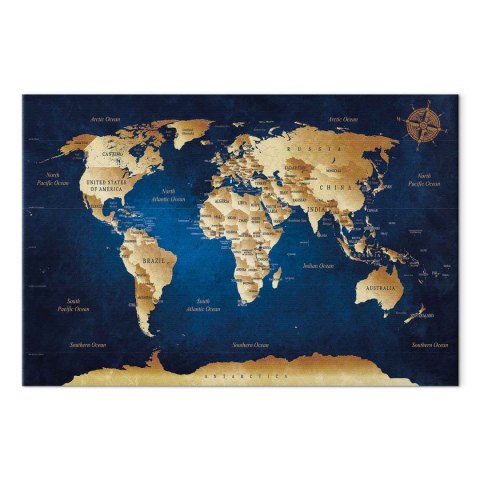 Obraz - Mapa świata: Granatowa głębia 30x20 Standard