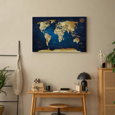 Obraz - Mapa świata: Granatowa głębia 30x20 Standard