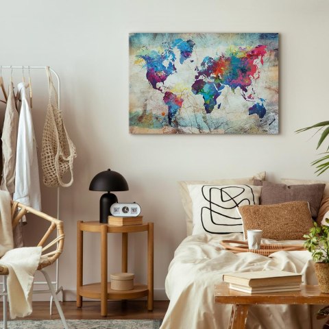 Obraz - Mapa świata: Kolorowe szaleństwo 30x20 Akustyczny