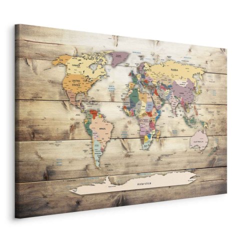 Obraz - Mapa świata: Kolorowe kontynenty 30x20 Standard