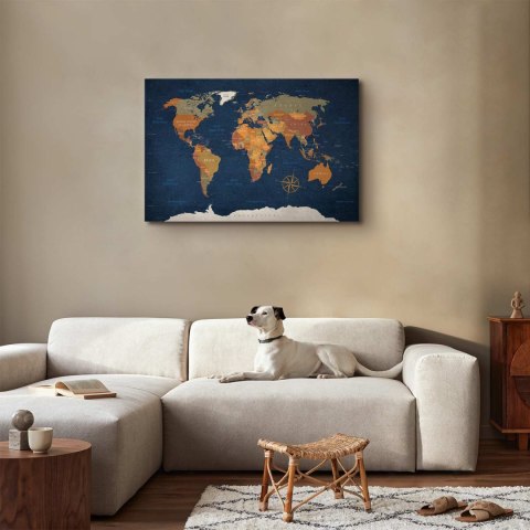 Obraz - Mapa świata: Atramentowe oceany 120x80 Akustyczny