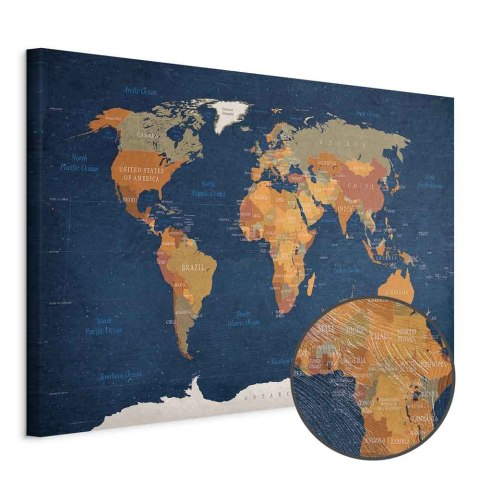 Obraz - Mapa świata: Atramentowe oceany 90x60 Premium Print