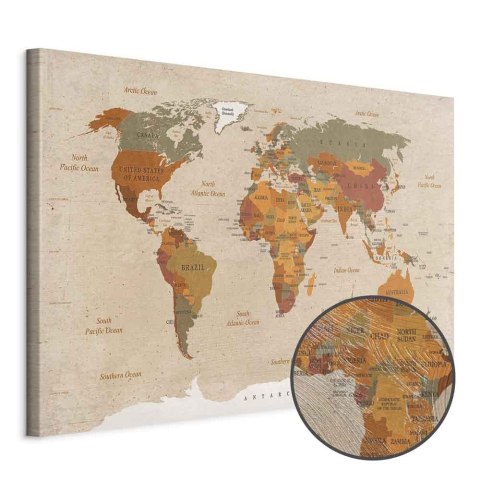 Obraz - Mapa świata: Beżowy szyk 60x40 Premium Print