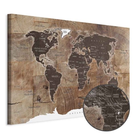 Obraz - Mapa świata: Drewniana mozaika 30x20 Premium Print