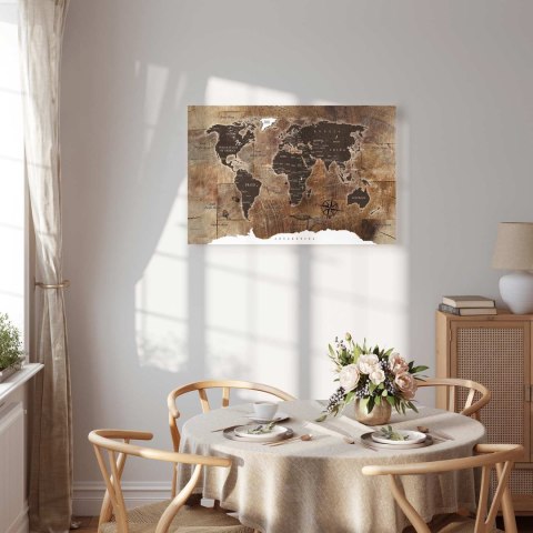 Obraz - Mapa świata: Drewniana mozaika 60x40 Standard