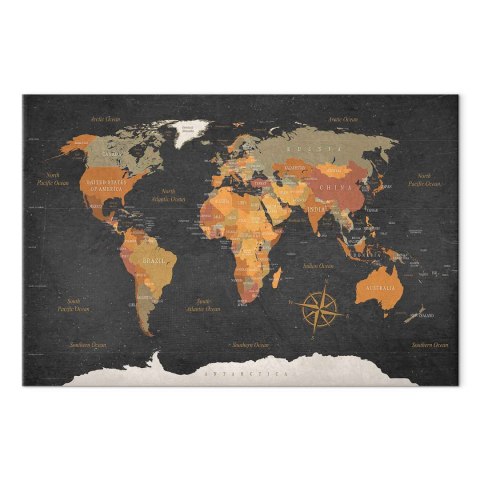 Obraz - Mapa świata: Tajemnice Ziemi 30x20 Premium Print