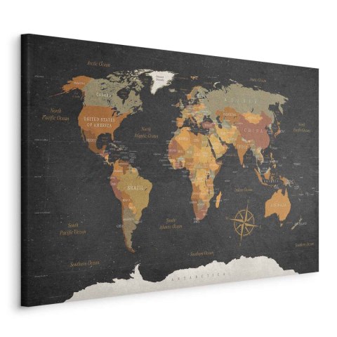 Obraz - Mapa świata: Tajemnice Ziemi 60x40 Standard