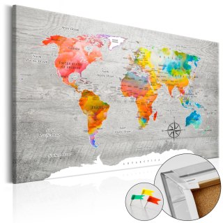 Obraz na korku - Wielobarwne podróże [Mapa korkowa] 60x40