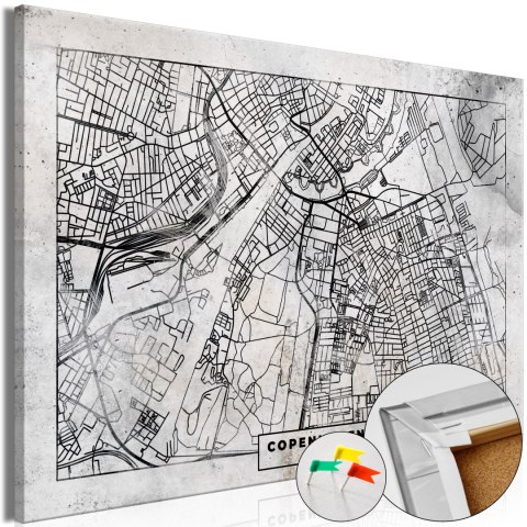 Obraz na korku - Plan Kopenhagi [Mapa korkowa] 90x60