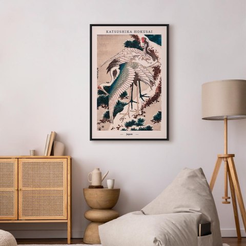 Obraz - Japońskie żurawie (1-częściowy) pionowy 40x60 W ramie drewnianej czarnej