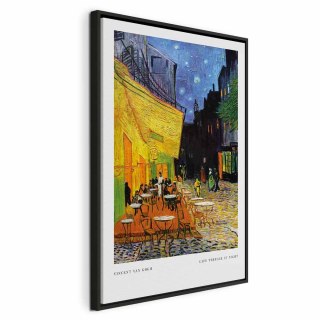 Obraz - Kawiarenka nocą (1-częściowy) pionowy 40x60 W ramie drewnianej czarnej