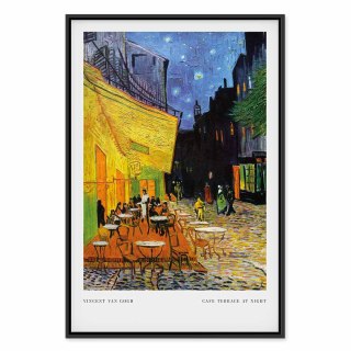 Obraz - Kawiarenka nocą (1-częściowy) pionowy 40x60 W ramie drewnianej czarnej