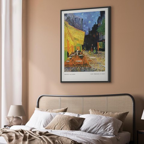 Obraz - Kawiarenka nocą (1-częściowy) pionowy 60x90 W ramie drewnianej czarnej