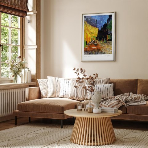 Obraz - Kawiarenka nocą (1-częściowy) pionowy 60x90 W ramie drewnianej naturalnej