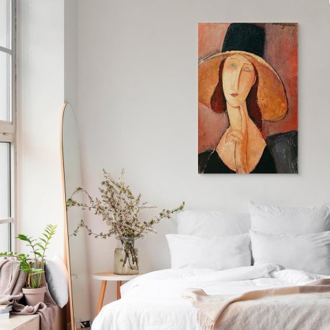Obraz - Amedeo Modigliani - Portret Jeanne Hebuterne w dużym kapeluszu 40x60 Na płótnie włoskim