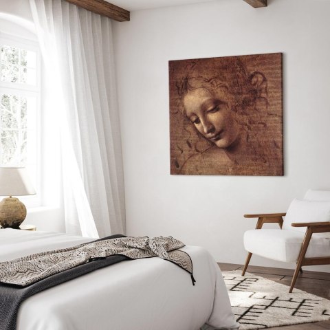 Obraz - Leonardo da Vinci - Głowa młodej kobiety (Leda) 40x40 Na płótnie włoskim