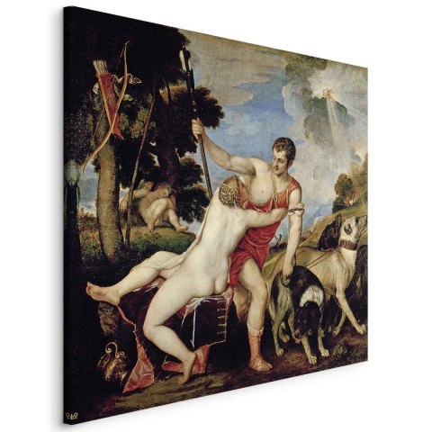 Obraz - Tycjan - Wenus i Adonis 40x40 Na płótnie włoskim