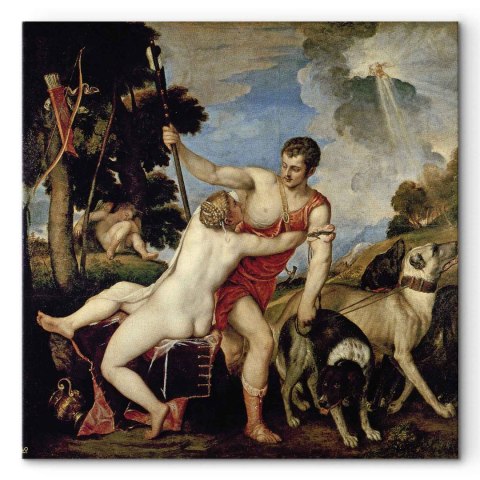 Obraz - Tycjan - Wenus i Adonis 40x40 Standard