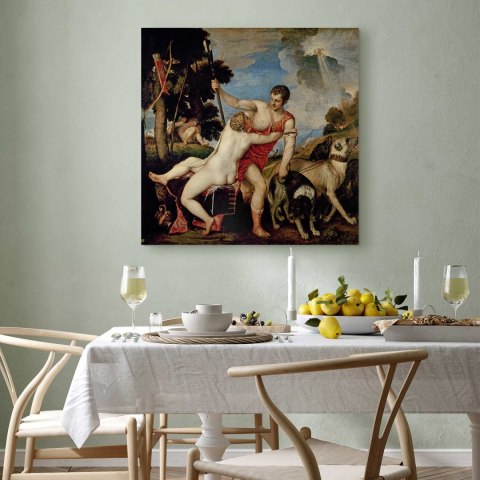 Obraz - Tycjan - Wenus i Adonis 40x40 Standard