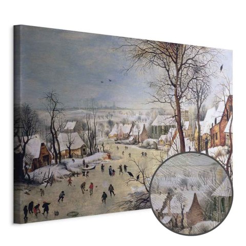 Obraz - Pieter Bruegel (starszy) - Zimowy pejzaż z łyżwiarzami i pułapką na ptaki 30x20 Premium Print
