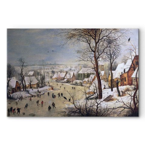 Obraz - Pieter Bruegel (starszy) - Zimowy pejzaż z łyżwiarzami i pułapką na ptaki 30x20 Standard