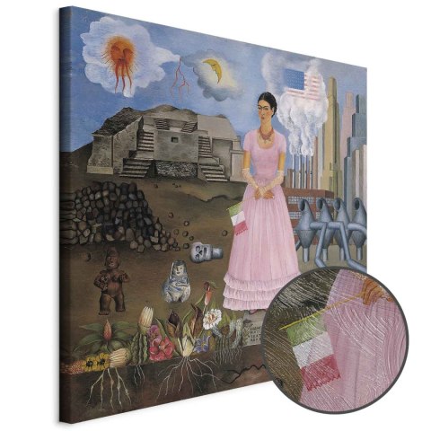 Obraz - Frida Kahlo - Autoportret na granicy Meksyku i USA 40x40 Premium Print