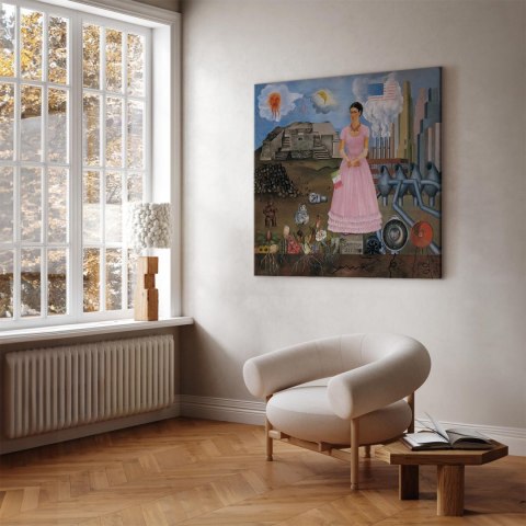 Obraz - Frida Kahlo - Autoportret na granicy Meksyku i USA 40x40 Premium Print
